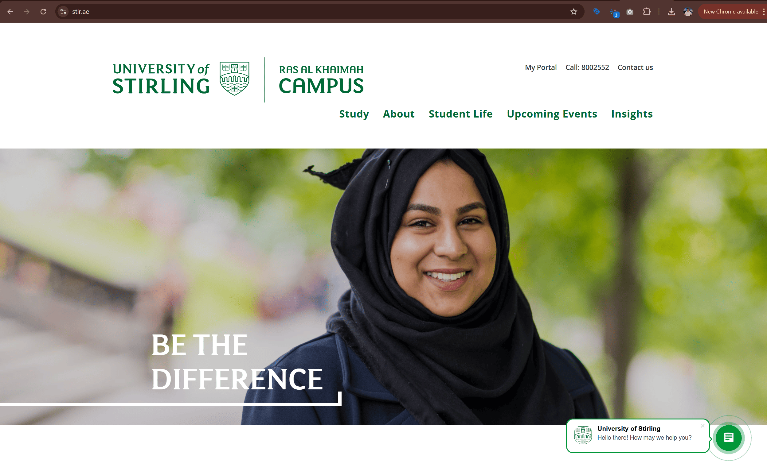 University of Stirling UAE website